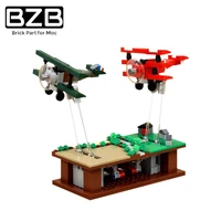 bzb moc 35702 creative mini combat helicopter airplane collector building block model kids boys diy toys puzzle game best gifts