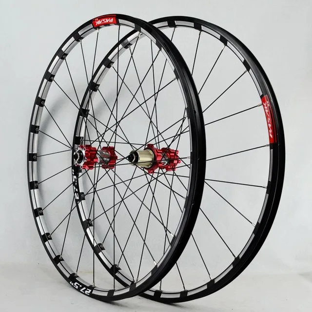 27.5 red carbon 26 inch mountain bike mountain bike wheels 24 hours to draw the front 2 rear bearing hub Japan 4 super smooth 27.5 inch wheels - Color: 27.5 red carbon