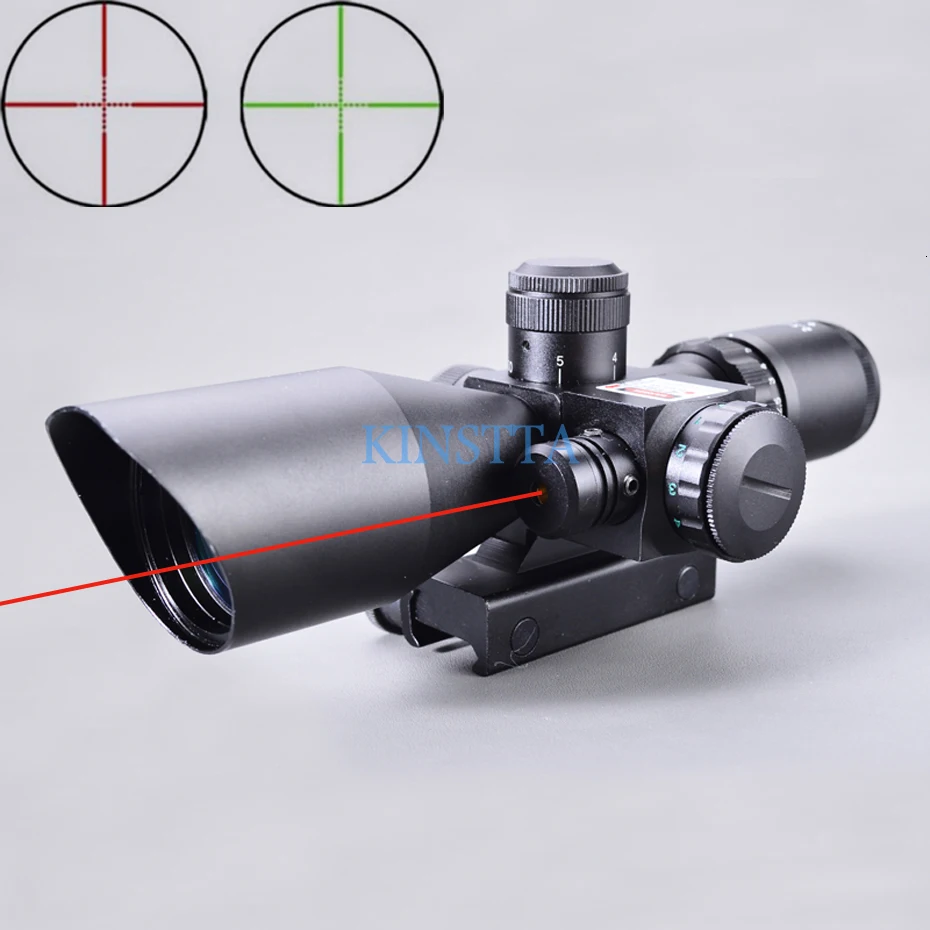 KINSTTA 2,5-10x40 двойной подсвечиваемый лазерный прицел для винтовки, солнцезащитный козырек с красным лазером для охоты CS Battle