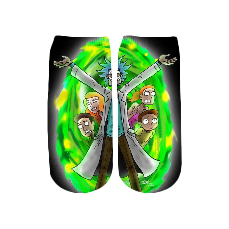 PLstar Cosmos/Новинка года; милые короткие носки с 3D принтом с героями мультфильмов Rick and Morty для мужчин и женщин; корейские носки в стиле Харадзюку; WZ = 145 - Цвет: color as the picture