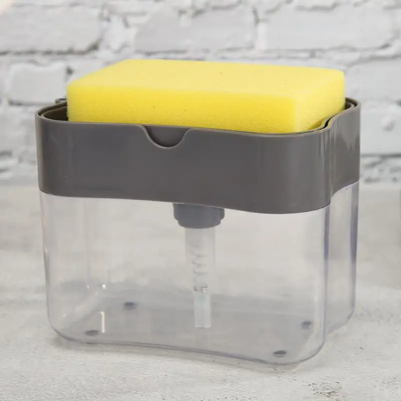 2-в-1 коробка губки с мылом диспенсер двойной Слои Кухня Пластик дозатор для