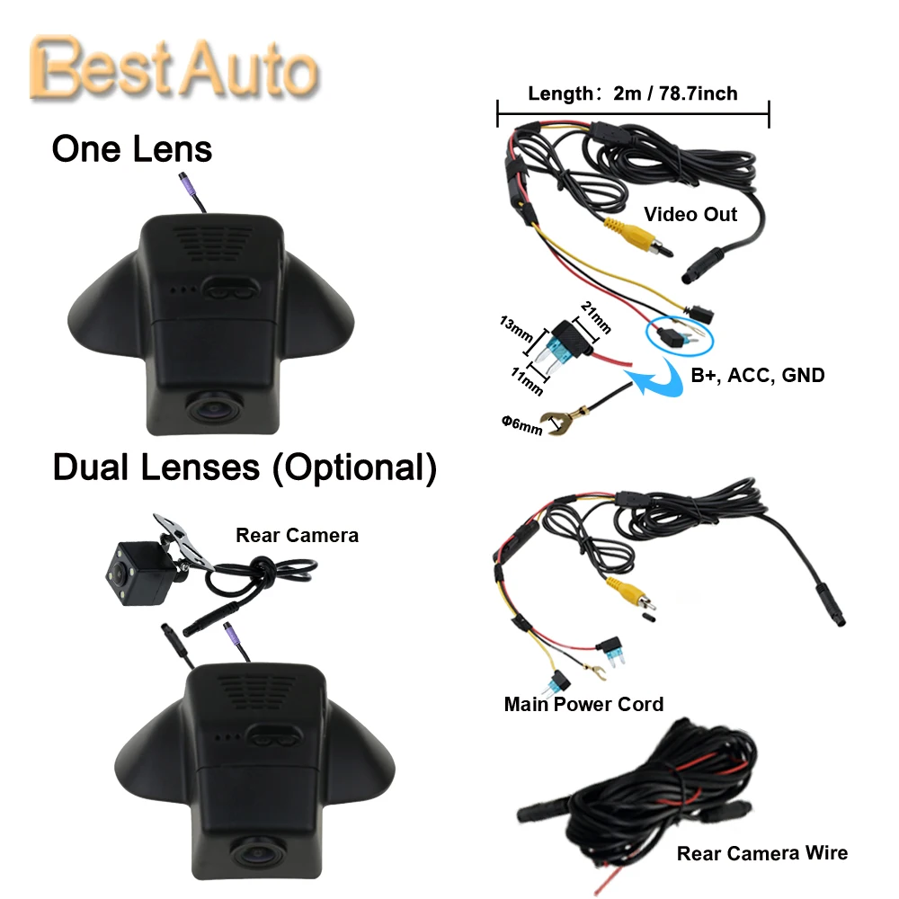 Автомобильный цифровой видеорегистратор 1920*1080P с Wi-Fi и управлением через