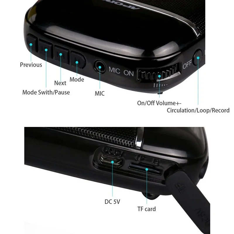 Bluetooth-динамик APORO T3 FM-радио TF-карта музыкальный плеер с беспроводным микрофоном UHF