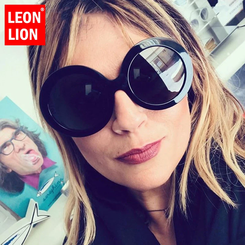 Солнечные очки LEONLION оверсайз женские круглые Роскошные солнцезащитные в ретро