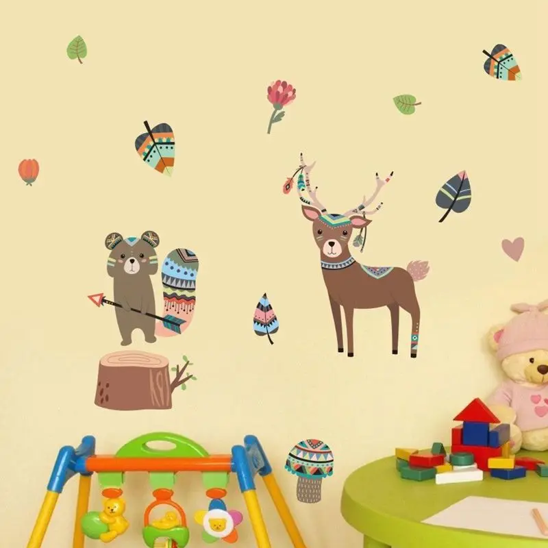 DIY флора и фауна украшение для дома детская спальня настенные наклейки лес