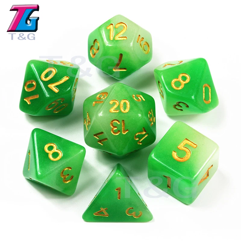 Mix-Цвет 7 шт./компл. T& G светятся в темноте игра в кости, фиолетовый цвет смолы кости D4 D6 D8 D10 D10% D12 D20 с мешком для ролевой игры DND Настольная игра
