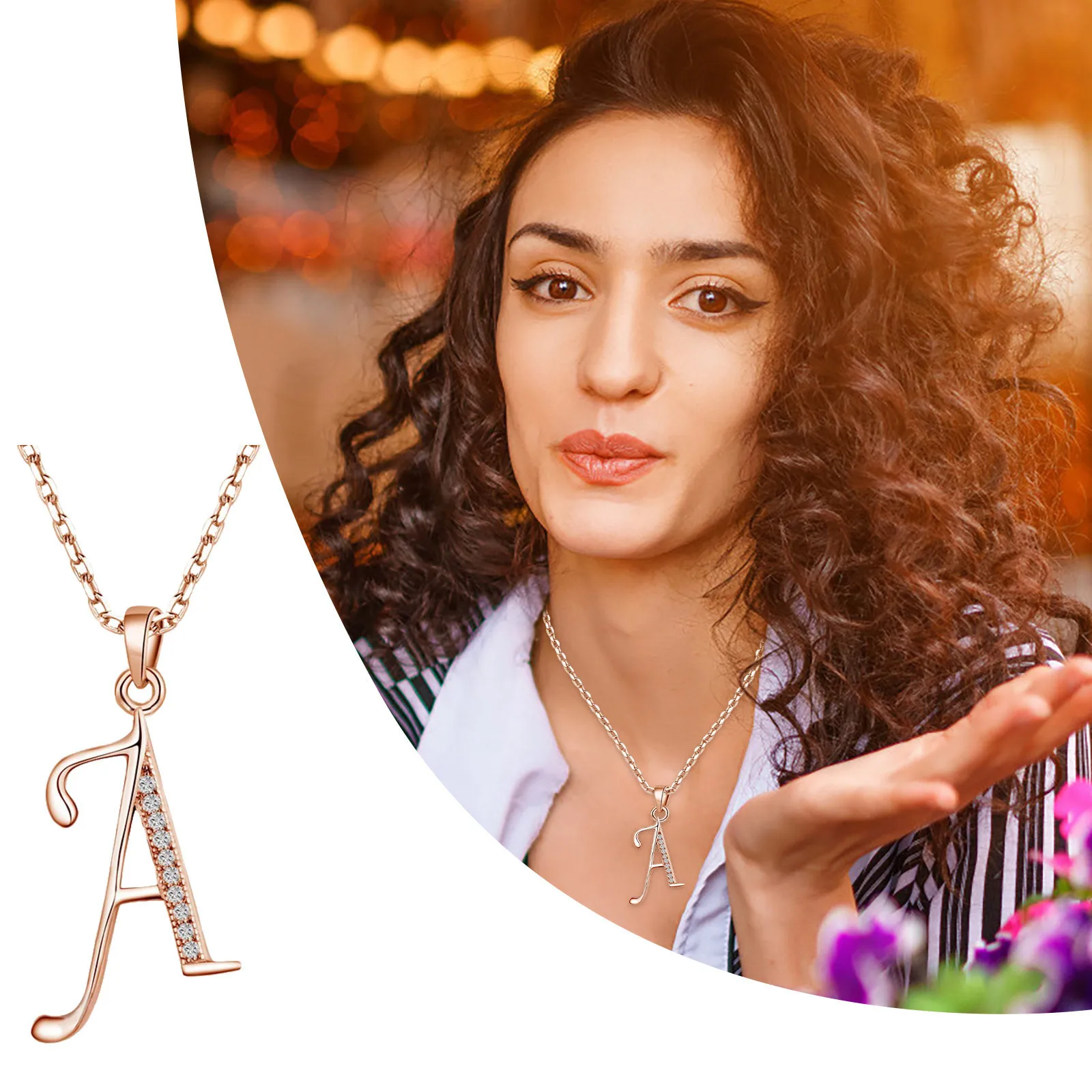 Женские популярные удачи Алфавит циркон ожерелье кулон ювелирных изделий ко Дню