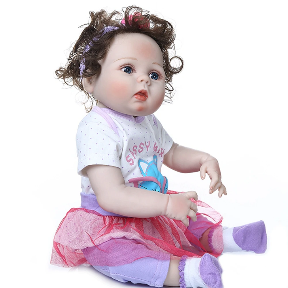 

22-inch reborn baby doll girl silicone, original soft, toddler toy, holiday gift for 2-5 years old, birthday gift