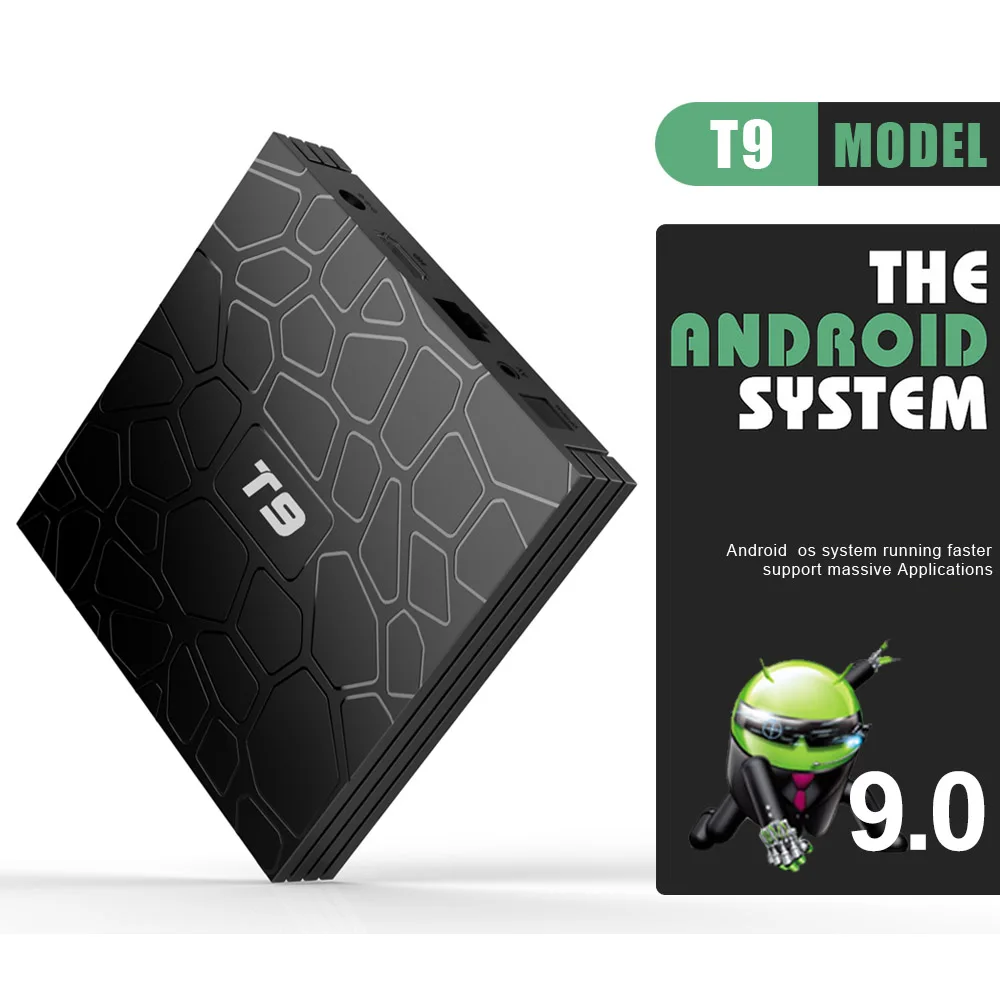 Android 9,0 T9 tv Box 4 ГБ 32 ГБ/64 ГБ Smart tv Rockchip RK3318 1080P H.265 4K 2,4G/5 ГГц двойной wifi BT 4,0 медиаплеер телеприставка