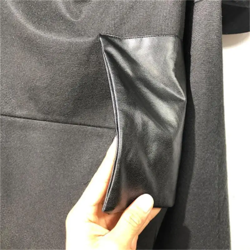 Осенне-зимняя новая черная футболка-свитер облегающая большая свободная модная