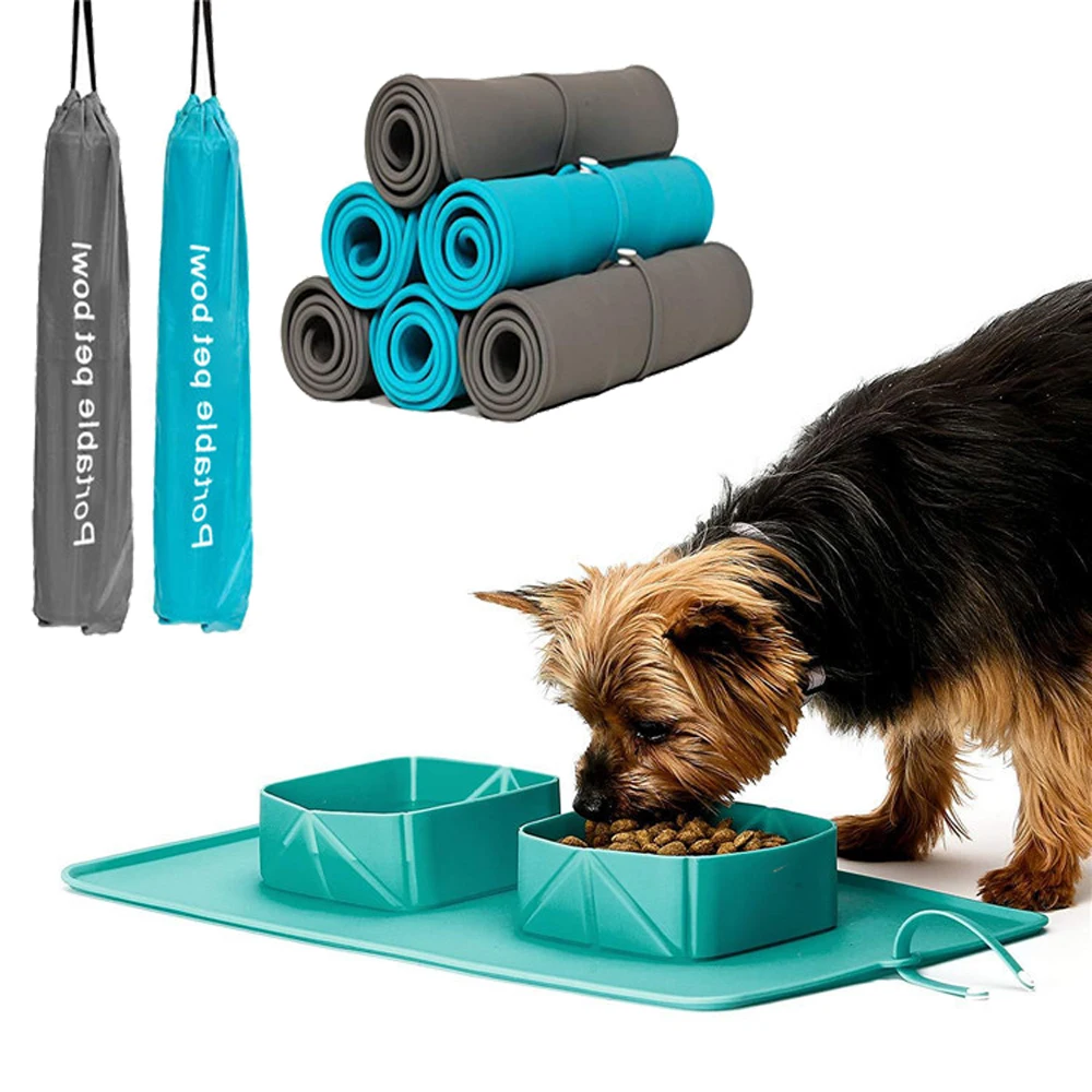 

600ML Portable Pet Bowl Collapsible Dog Cat Food Water Bowls for Traveling Dogs Cats Silicone Folding Non-skid Feeding Container
