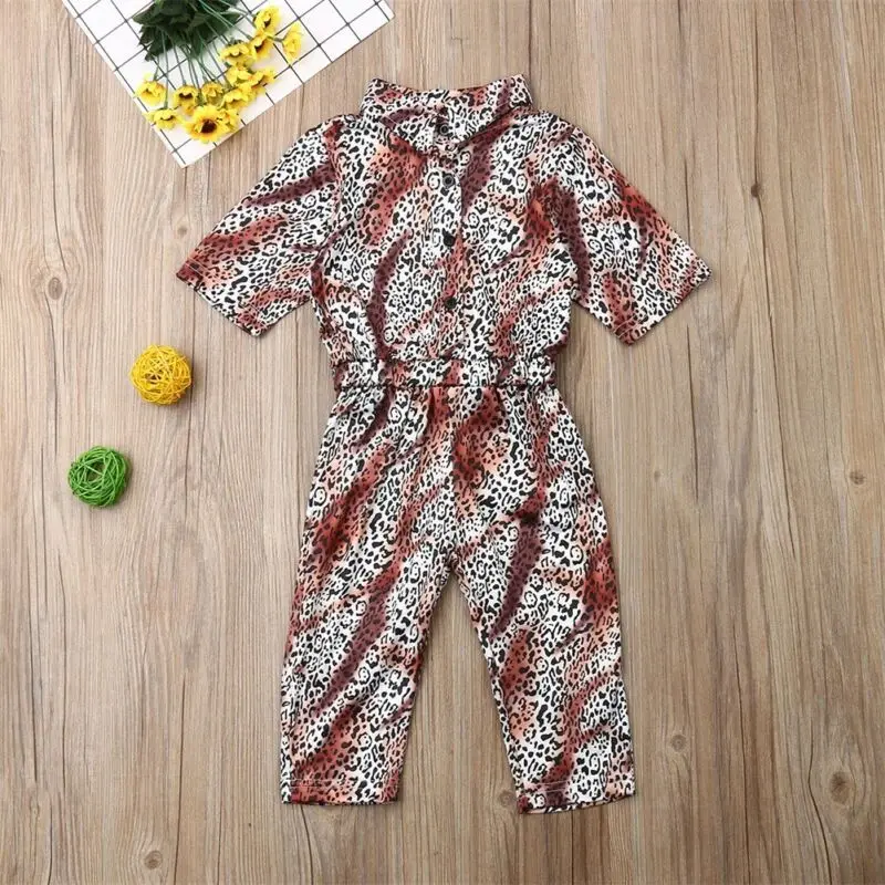 2019 одежда для маленьких девочек леопардовый комбинезон с короткими рукавами