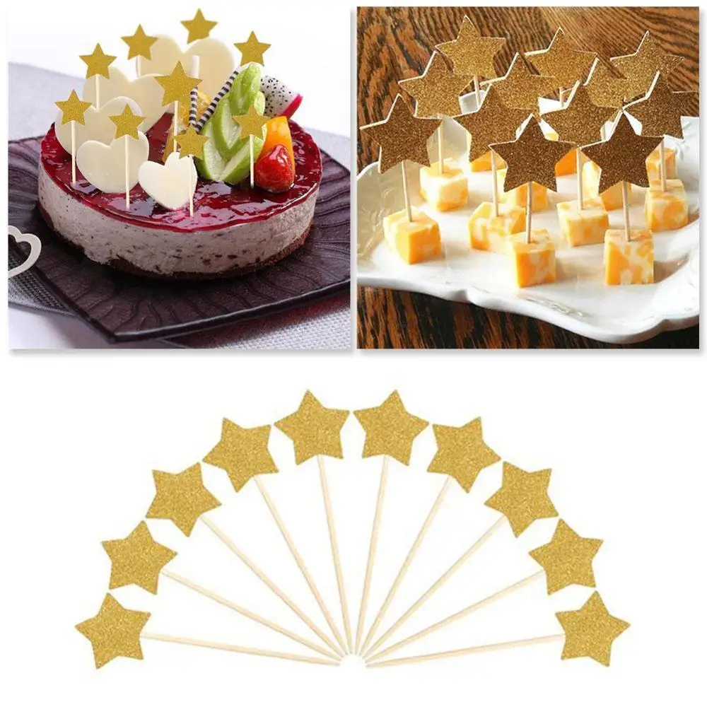 10 шт. блестящие звезды для выпечки тортов топперы кексов украшения разных
