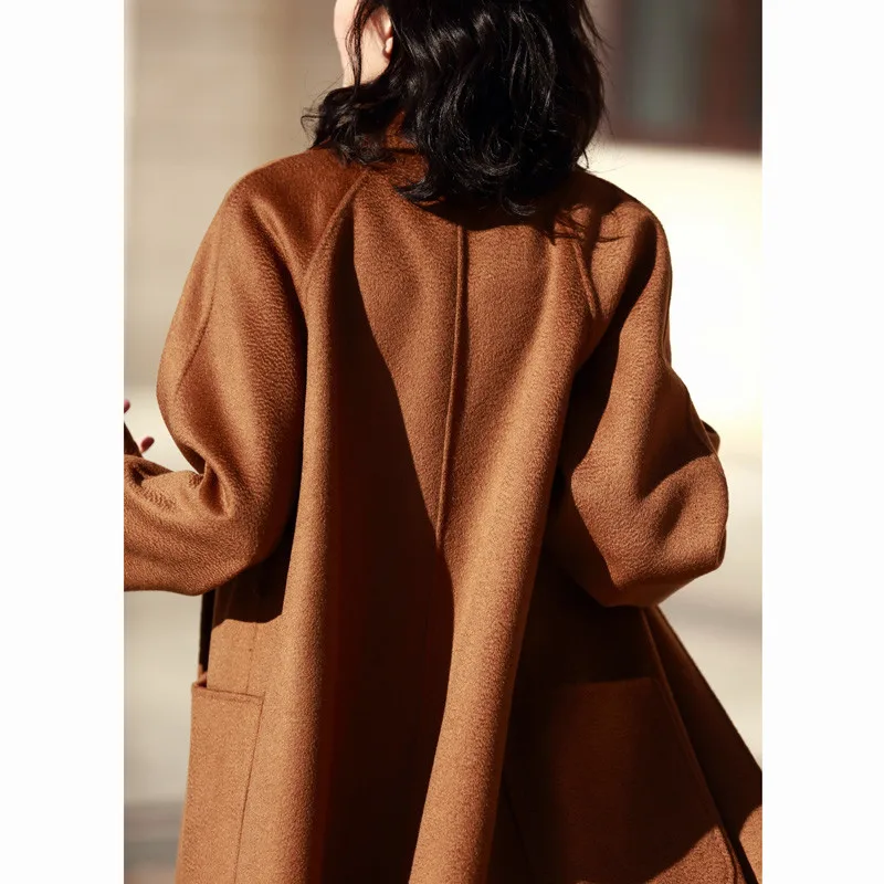 new 2020 arrival classic robe style belted long handmade double faced wool cashmere coat women | Женская одежда