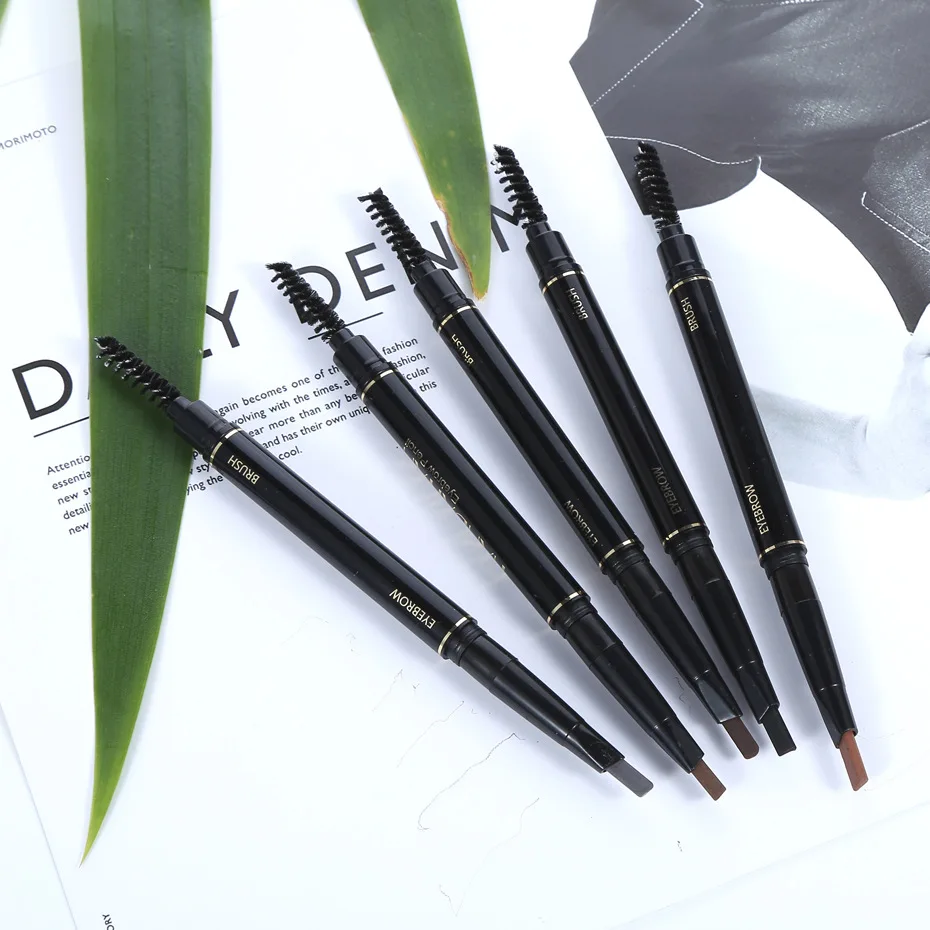 

5 Color Double Ended Eyebrow Pencil Waterproof Long Lasting No Blooming Rotatable Eyebrow Pen Makeup Brush