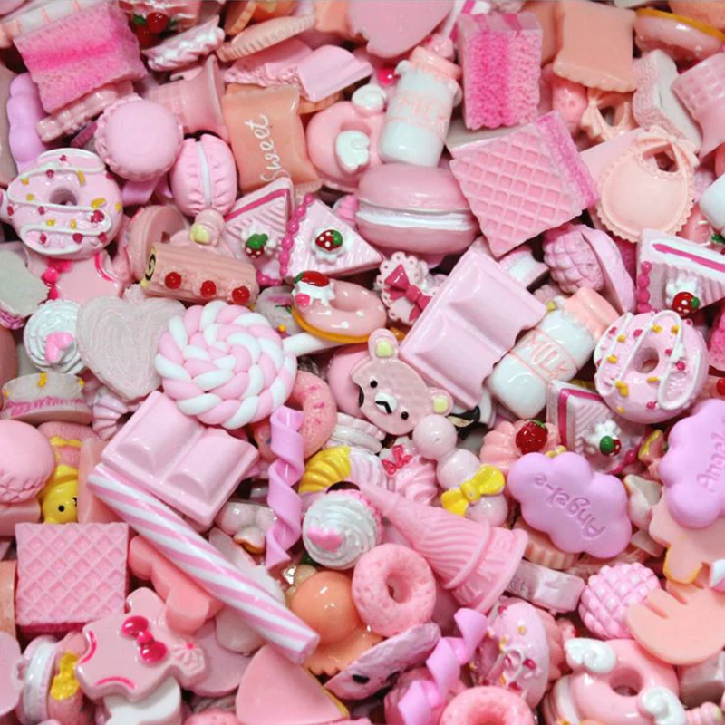 

10/30/50Pcs Mix Style Purple Ice Cream Bread Donuts Pendant Lucky Resin DIY Craft Supplies Kid Hair Accessories Jewelry Material