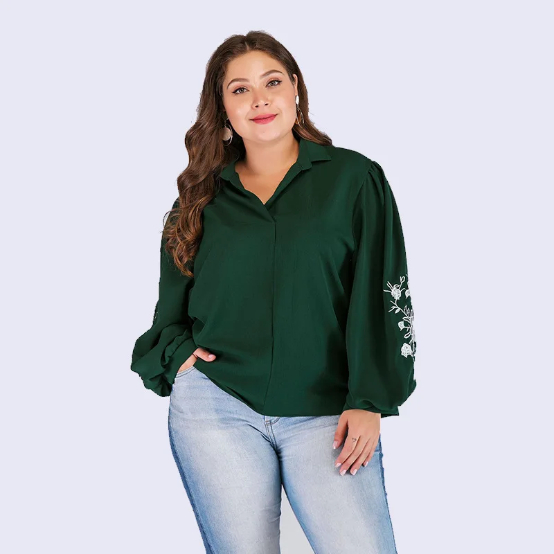 Женская блуза с длинным рукавом V образным вырезом и цветочным принтом| |