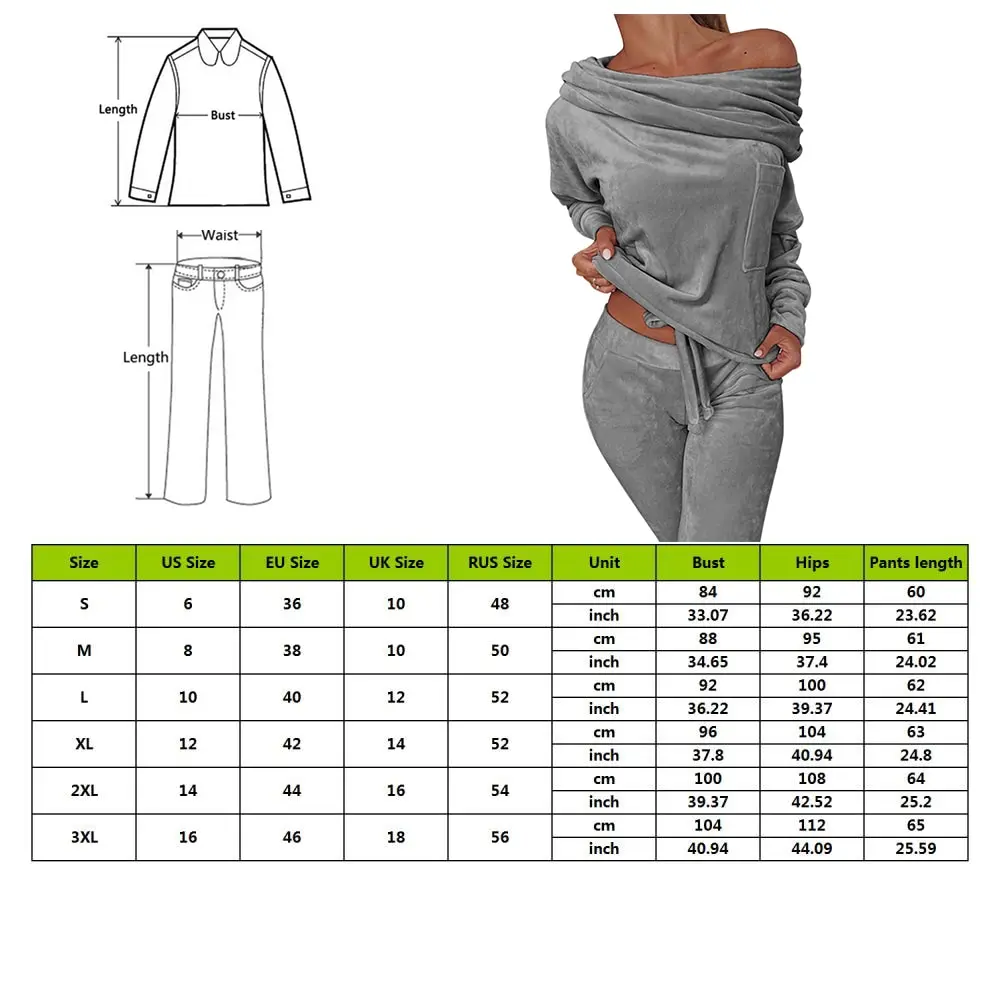 

2020 Tracksuit Women 2 pieces Set Sweatshirt Autumn One shoulder Sweatshirt Pants Sets Sport Wear Tracksuit Velvet Lounge Suit