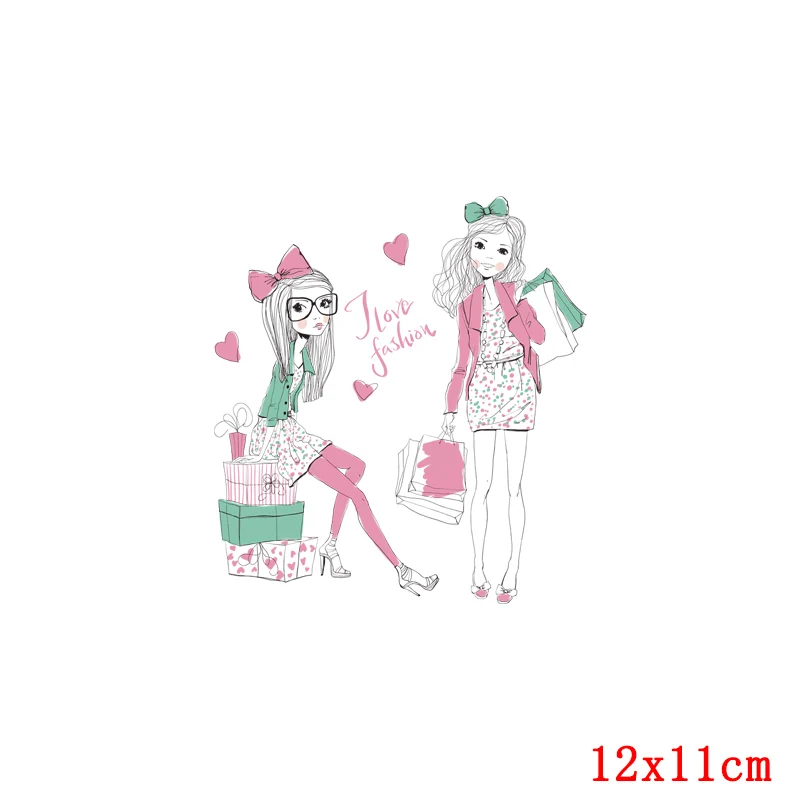 Симпатичные Мультяшные нашивки для девочек одежды теплопередача термонаклейки