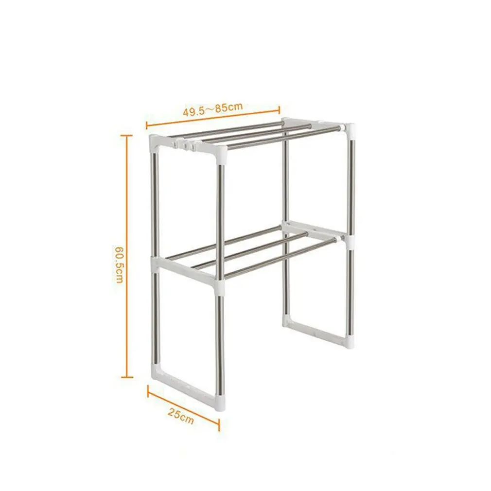 

Practical Design Multifunctional Stainless Steel Kitchen Storage Rack Telescopic Household Use Microwave Oven Rack