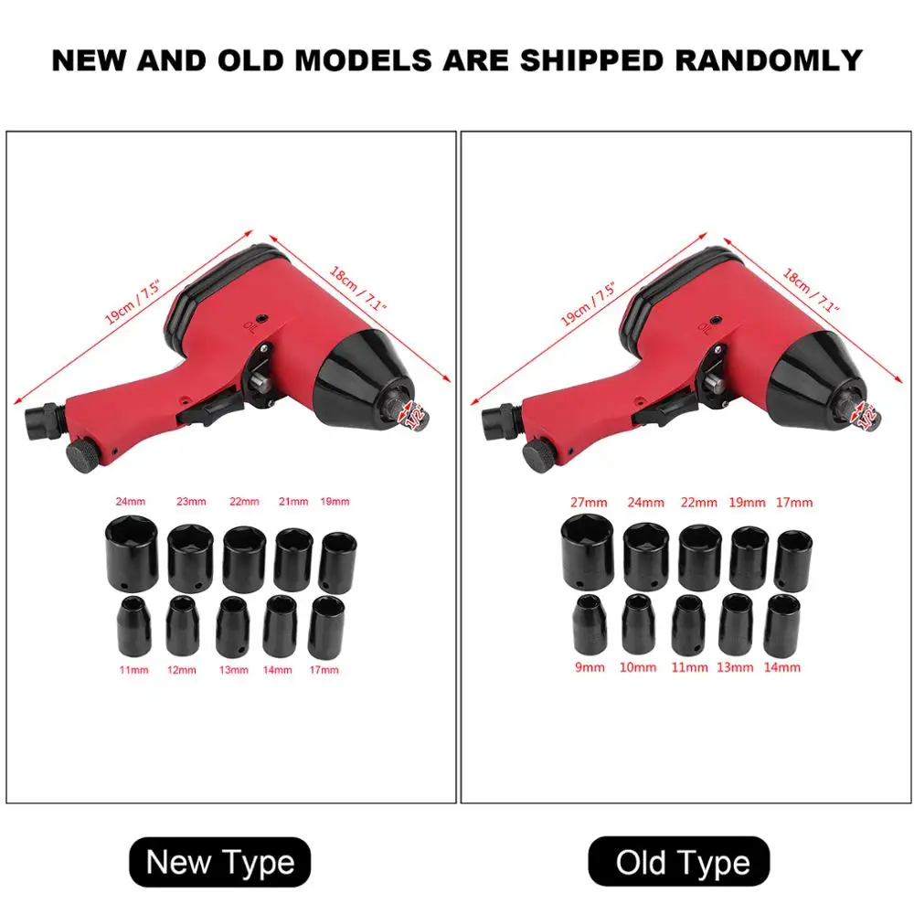 

Oversea 17Pcs 1/2" Twin Hammer Air Impact Wrench Gun Set W/ Sockets + Adapter + Case