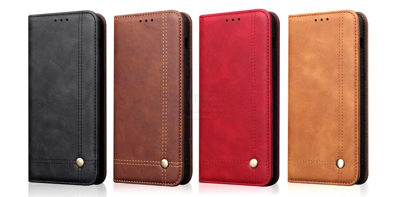 Роскошный тонкий кожаный чехол книжка в стиле ретро для Samsung Galaxy J4 Plus 2018 бумажник