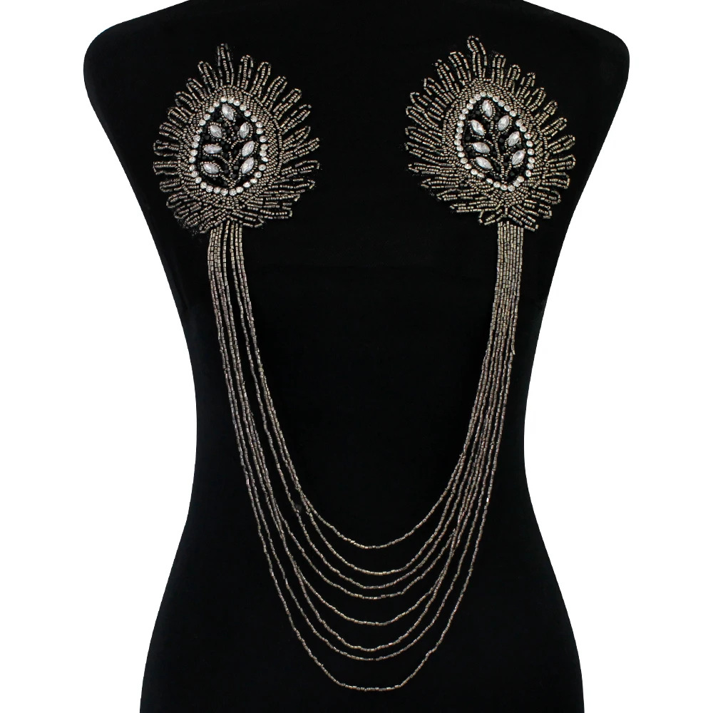 Ручная нашивка из бисера Листьев цветов кисточек наплечная доска аппликация на