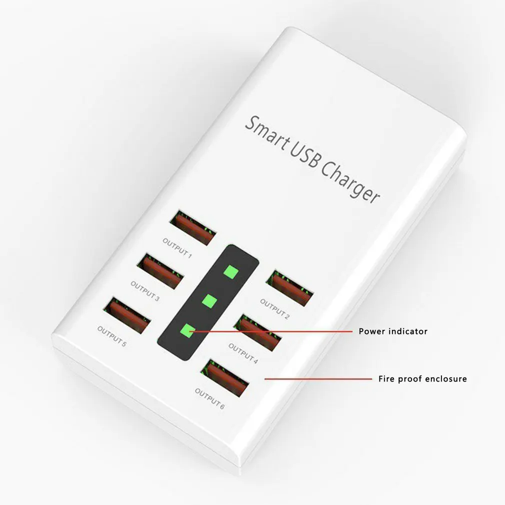 5V 6A 30W USB Charger Hub 6 Ports Plug Power Socket Dock Fast Charging Extension Adapter For Mobile Phone Tablet | Электроника