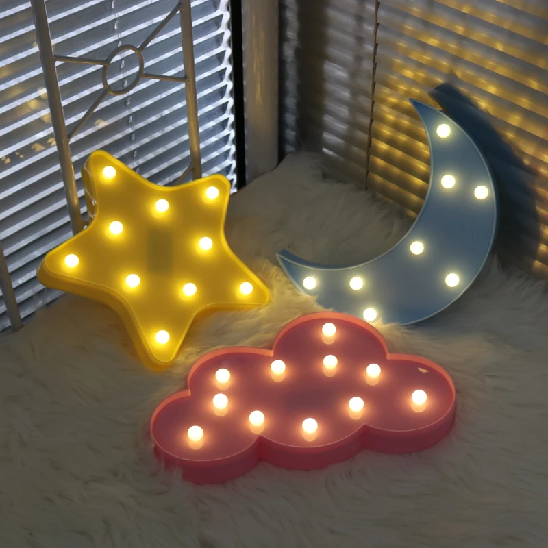 

LED Star Model Lamp Cute Pink Bear Night Light Wall Decoration Creative Light Living Background Light Kids Room Ornament Light