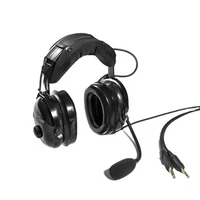 airport ground noise cancelling headphones with flexiblemetal boom microphone