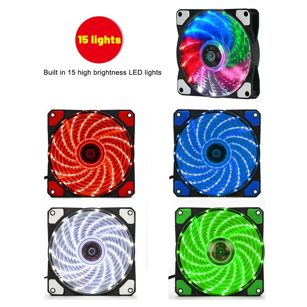 

15 Lights Streamer 12025 Chassis Fan 12cm Power Supply Fan Heat Dissipation Fan Belt LED Lights RGB LED PWM Light