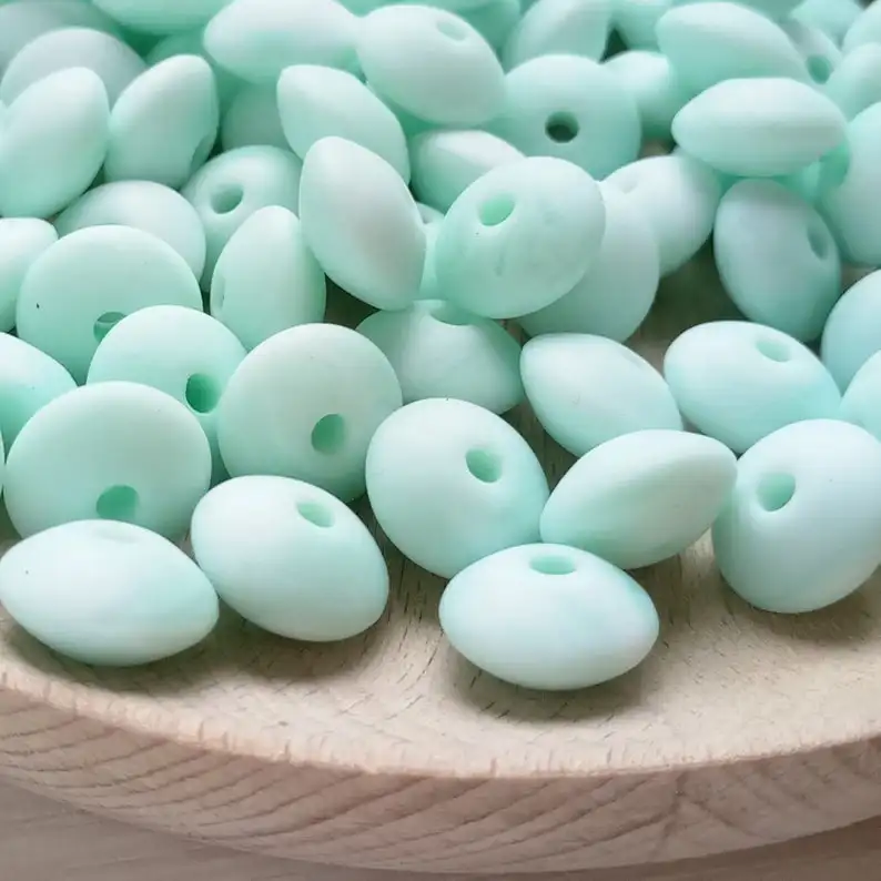 

100pcs Marble Mint Saucer Silicone Teething Beads Food Grade Silicone Beads Baby teether BX60
