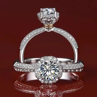 luxurious real moissanite rings for women silver 925 18k rose gold plated ring 1ct6 5mm white d color fine jewelry