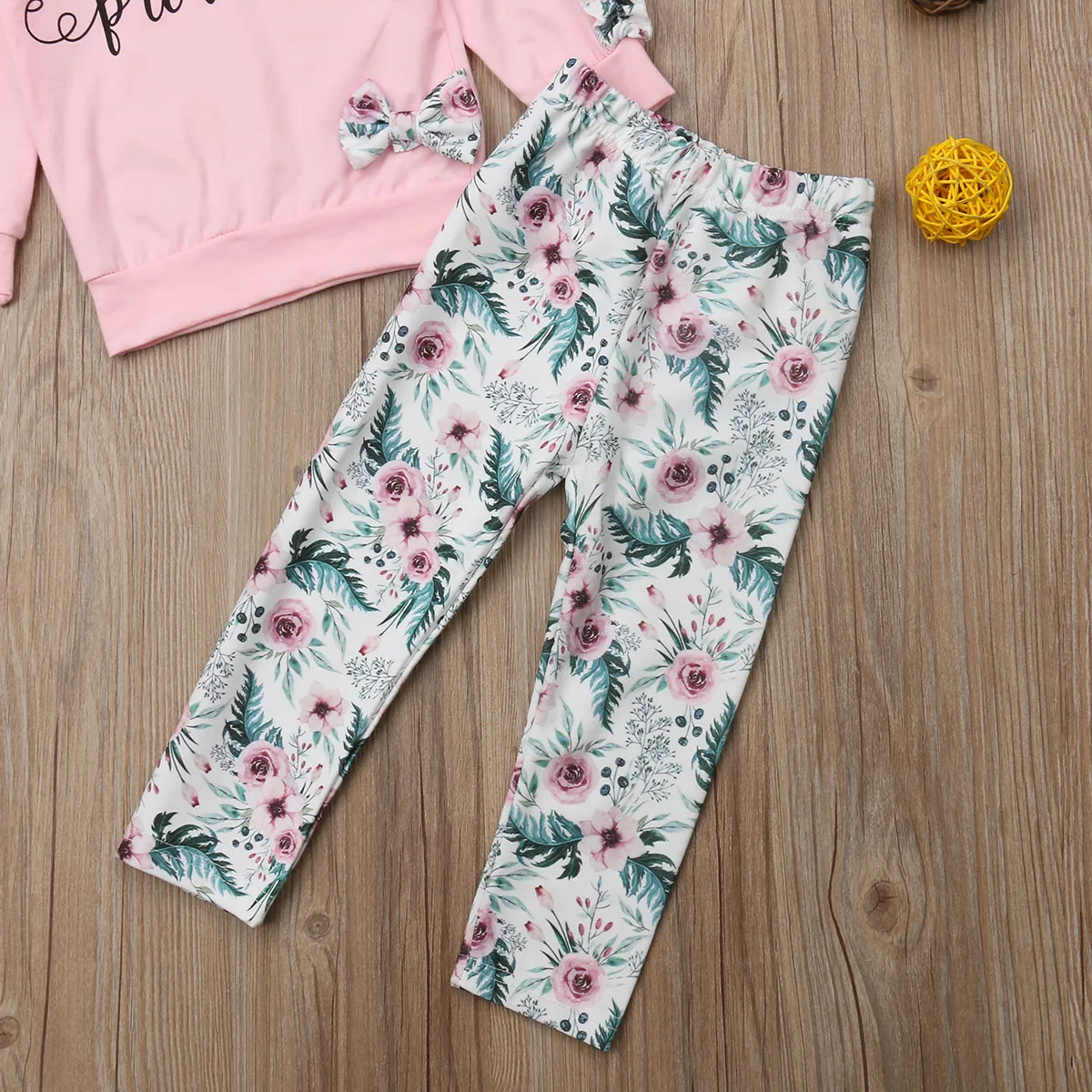 Autumn Winter 3PCS Kids Toddler Newborn Baby Girl Clothes Set Ruffles Long Sleeve Floral T-shirt Tops+Pants+Headband Outfits