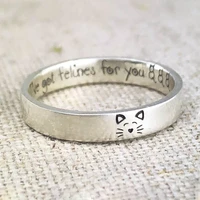 i have got felines for you letter carved cartoon cat finger ring for women casual party silver color finger ring jewelry