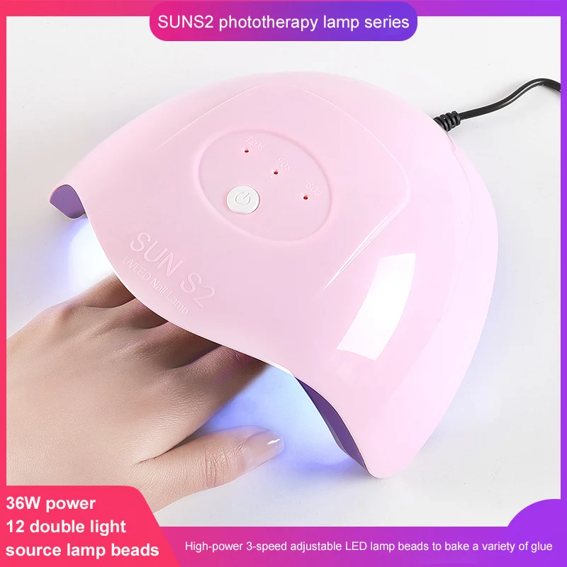 

SUN S2 36W Nail Dryer With Charging Cable UV LED Nail Art Lamp UV Gel Varnish Dryer Salon Use Quick-Drying Phototherapy Machine