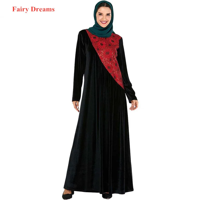 Бархатная черная Абая Женская халат с длинным рукавом модель Пакистана Турецкая