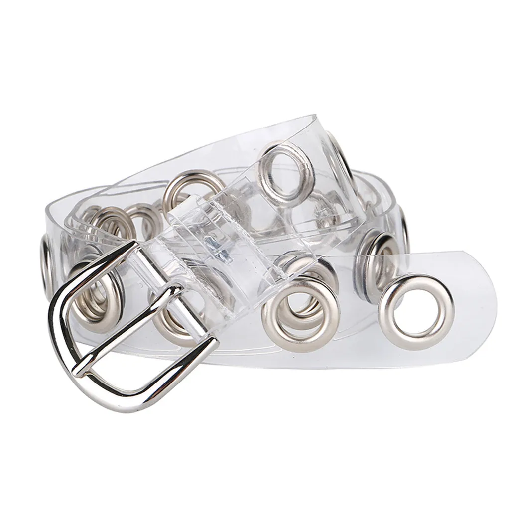 Прозрачный женский ремень из ПВХ пряжка с полным штифтом для брюк джинсовое