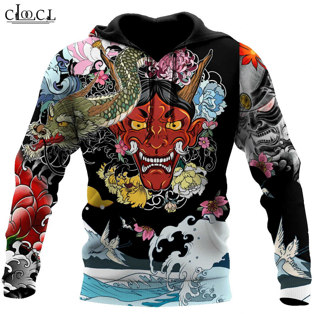 

CLOOCL Samurai Oni Mask Tattoo 3D Printing Autumn Fashion Men Hoodie Unisex Hooded Sweatshirt Street Casual Jacket Tracksuit