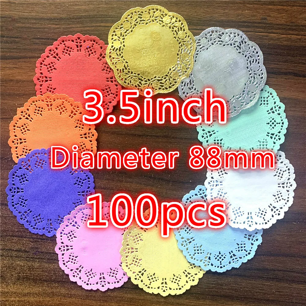 100 шт. 3 5 дюймов синий Бумага кружевные салфетки Салфетка для торта