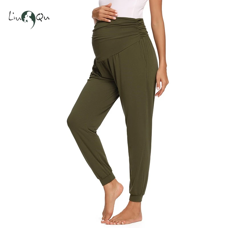 

Women's Maternity Yoga Sweatpants Loose Workout Joggers Pants Comfy Lounge Pants with Pockets Pregnancy Casual Trousers