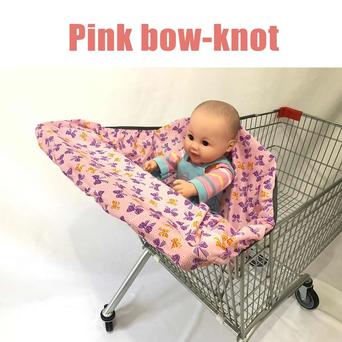 Pink bow knot Детская продуктовая тележка для малышей, детская тележка для покупок, Защитная крышка для тележки, защита сиденья, безопасные сиденья для детей - Цвет: Pink bow knot