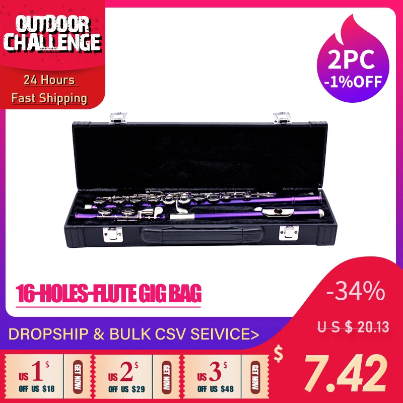 

16-Holes-Flute Gig Bag High Quality Dustproof Carrying Padded Flute Gig Bag Storage Case Box Flute Protector Padded Black