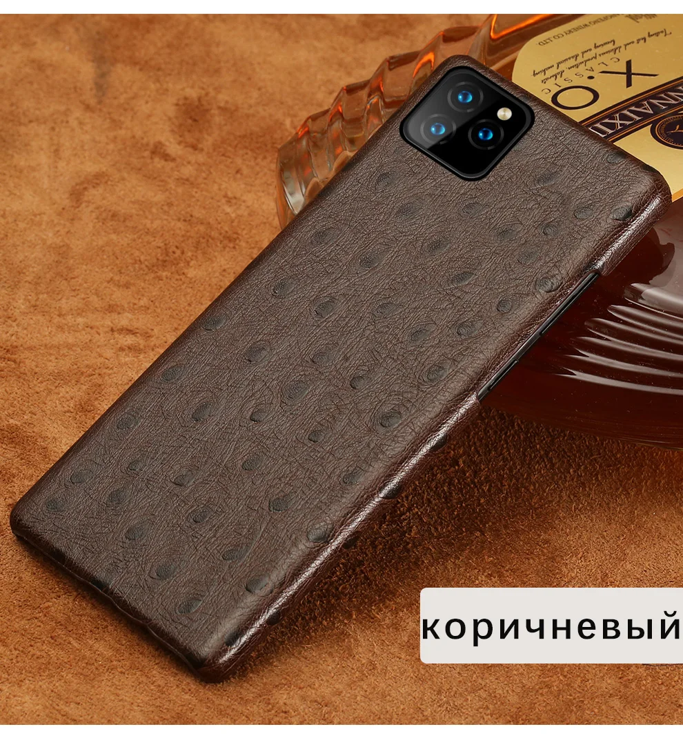 Жесткий чехол LANGSIDI из натуральной кожи для iphone 11 pro max 6,5 Страусиная задняя крышка для iphone 11 чехол xr xs max 7 8