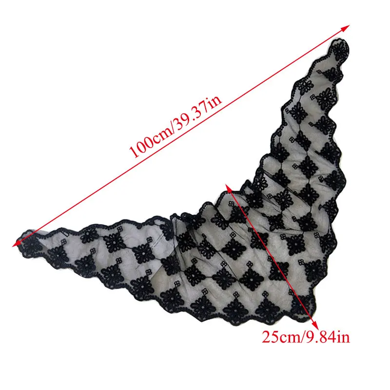 

Korean Fashion Triangle Lace Scarf Women Vintage Embroidered Long Scarves Bandana Floral Print Head Wrap Scarf Shawl Kerchief