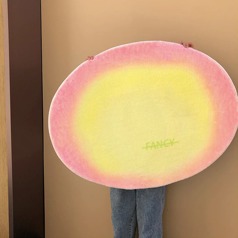 

Oval Bedroom Carpet Girl Bedroom Ins Gradient Color Floor Mats Living Room Bedroom Non-Slip Floor Mats Cute Room Decor Kids rug
