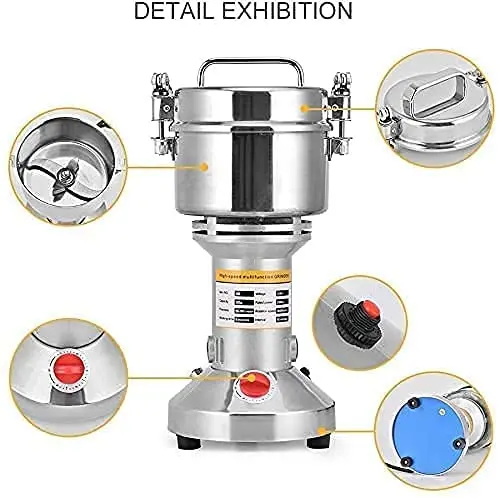 구매 EU 미국 주식 휴대용 28000 RPM 고속 150g 전기 허브 곡물 향신료 분쇄기 커피 밀 밀가루 견과류 씨앗 분말 기계