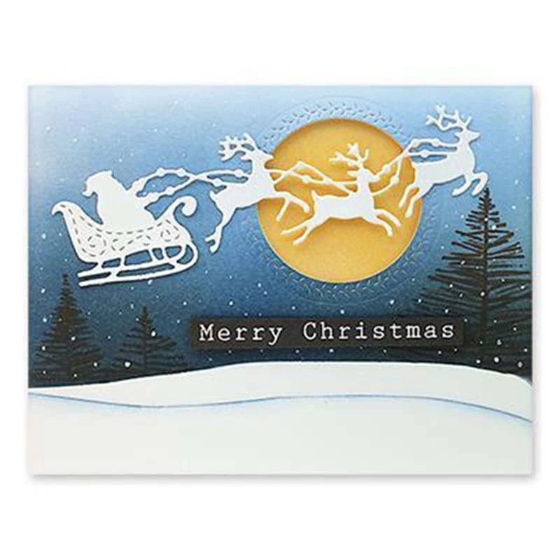 Сани Лось Рождество Санта Клаус металла резки штампы для карты DIY трафарет