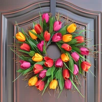 2022 new 40cm tulip wreath party artificial flower wreath for front door window wall hanging wedding decor festival decoration