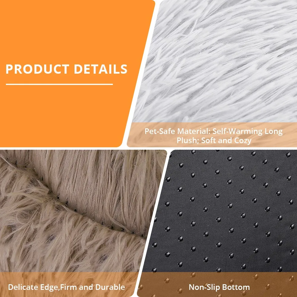 

Fluffy Pet Dog Bed Soft Round Dog Long Plush Kennel For Dogs Washable Puppy Cat Bed Cushion Winter Warm Sofa House Accessories